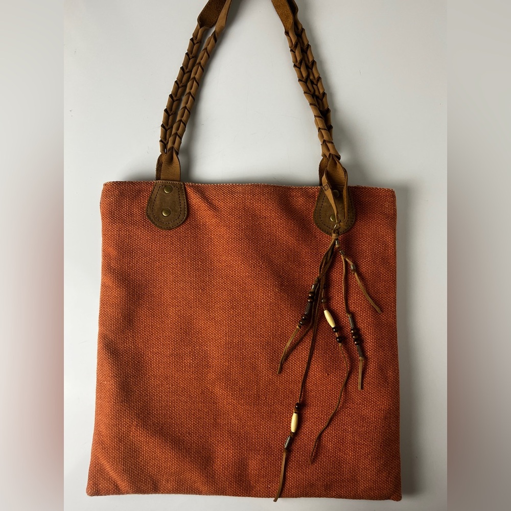 Michael Stars Woven Tote Bag with Braided Leather Straps